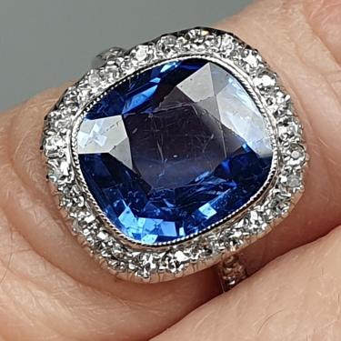 5ct natural ceylon sapphire and diamond art deco ring | DB Gems