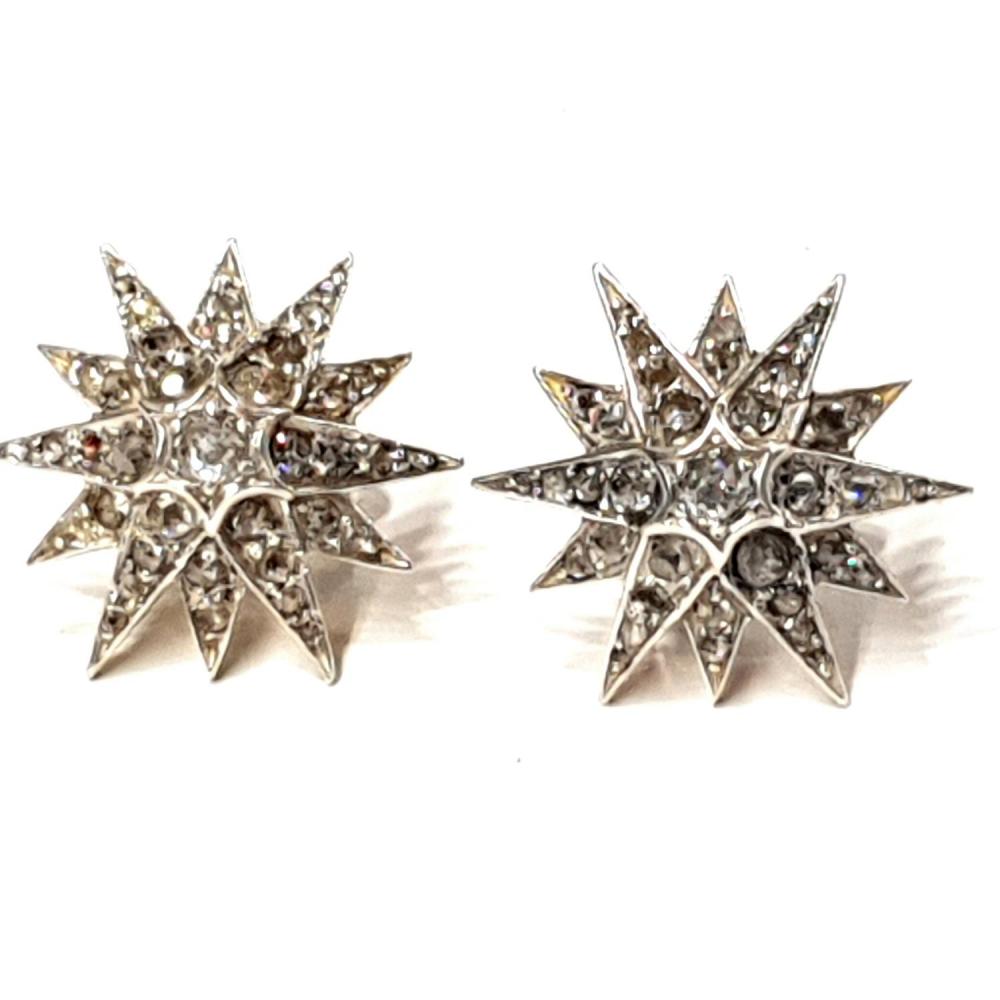Antique diamond star earrings | DB Gems